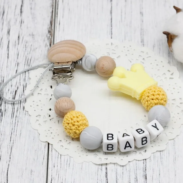 

Personalized Baby Pacifier Chain Clips Crochet Beads Silicone Handmade Pacifier Clips Holder Safe Baby Teether Teething Toy