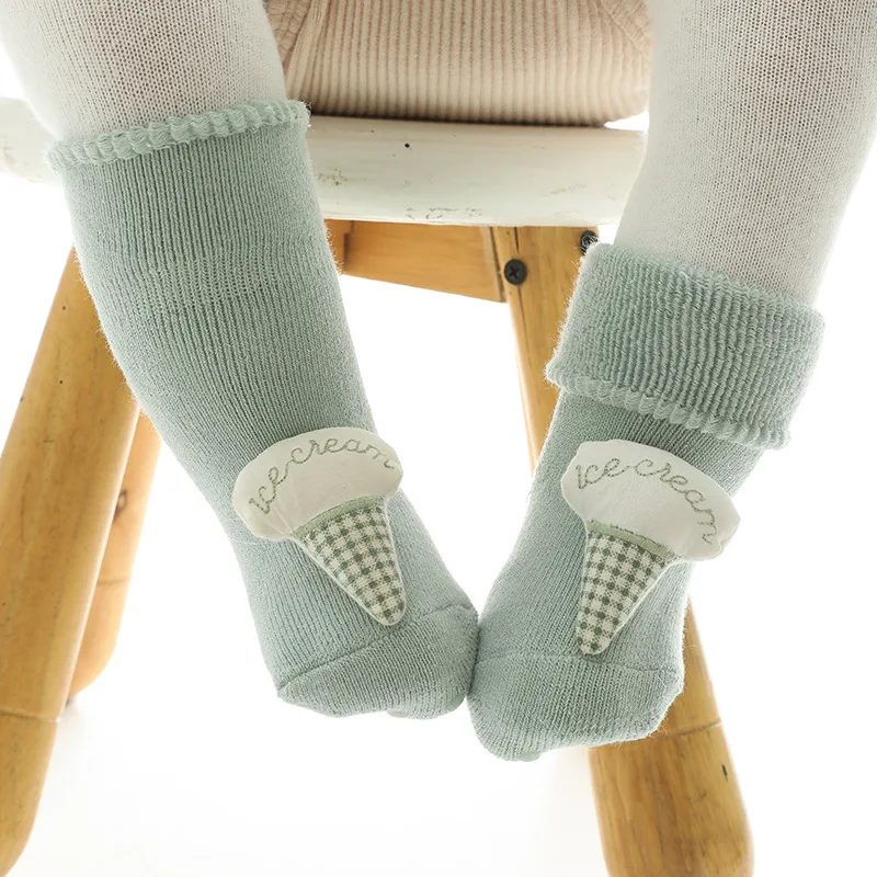 Calcetines de algod&oacute;n suave para beb&eacute;s, medias antideslizantes con dibujos de animales, para Primavera, Oto&ntilde;o e Invierno-2