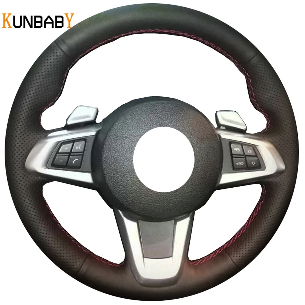KUNBABY Car Styling Black Genuine Leather Steering Wheel Cover for BMW E83 Z4 2009-2014 Accessories | Автомобили и мотоциклы