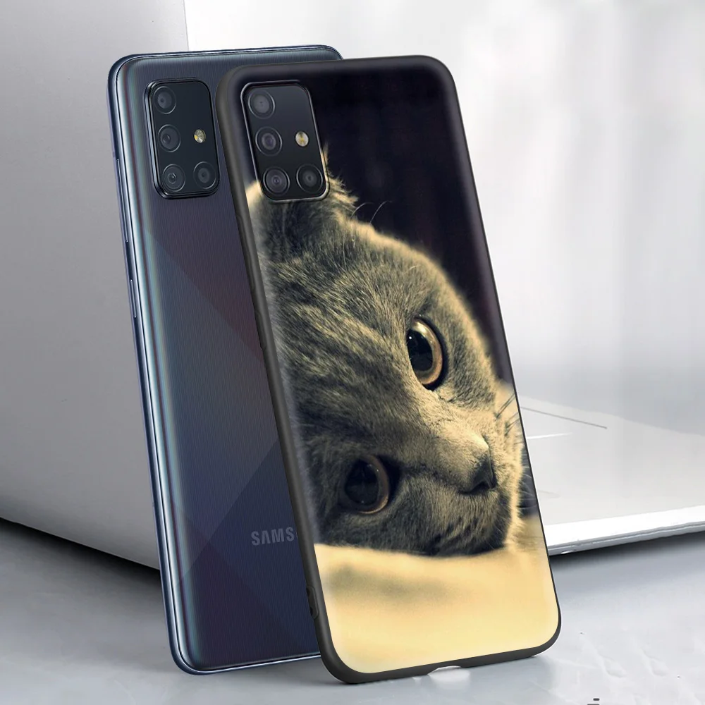 

Phone Accessories Case for Samsung Galaxy A32 A52 A72 4G A12S A12 A02S A51 A71 A41 A01 5G Luxury Cover British Shorthair Cat