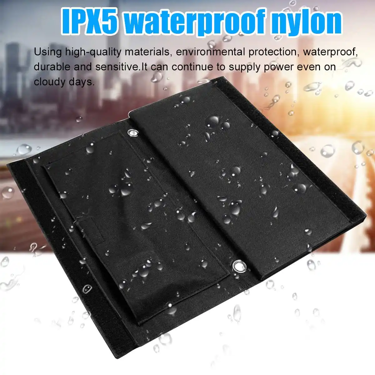 Солнечная панель 100 Вт складная водонепроницаемая 5 В с двумя USB-выходами для