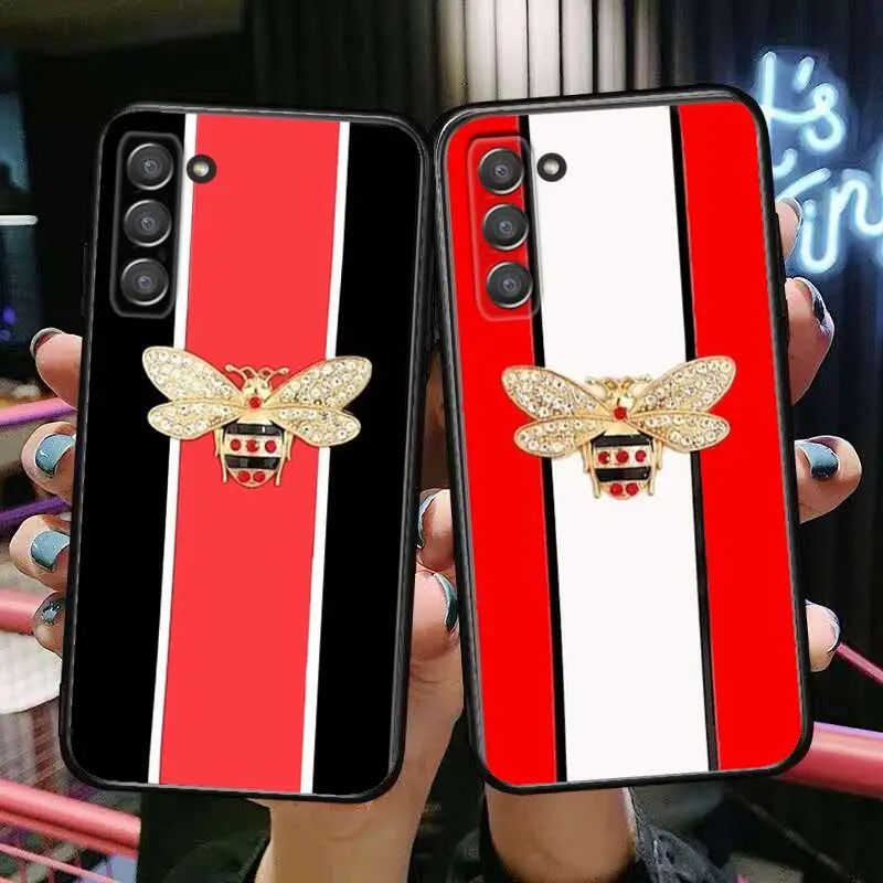 

Luxury Bee bling Diamond Phone cover hull For SamSung Galaxy S8 S9 S10E S20 S21 S5 S30 Plus S20 fe 5G Lite Ultra black soft case