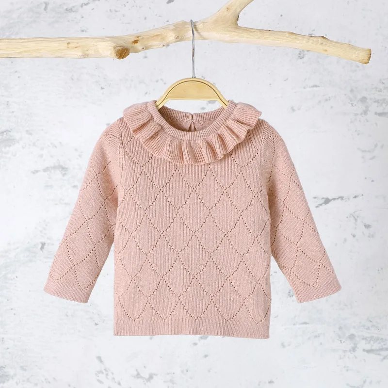 

Winter Warm Kids Casual Sweater Baby Girl Solid Print Cotton Knitted Outerwear Clothes