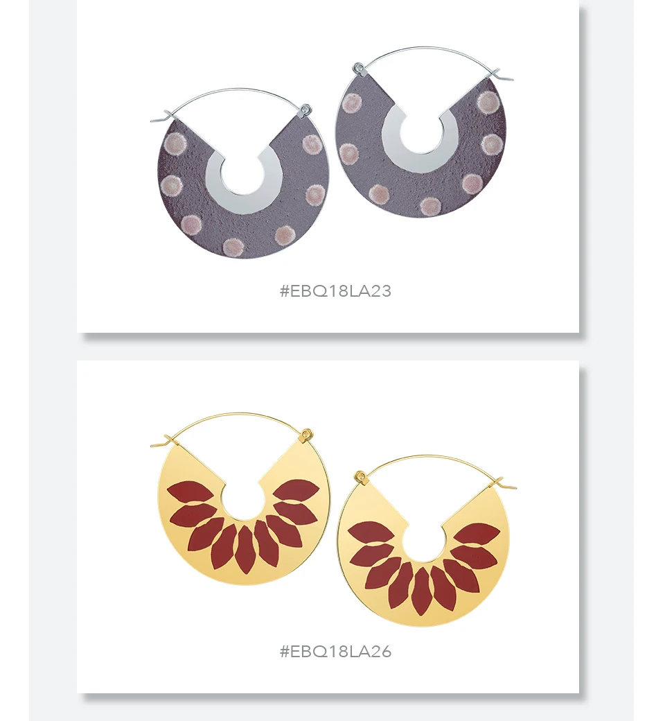 Enfashion лаковые художественные сережки, ручная роспись, висячие серьги с большими геометрическими фигурами для женщин, ювелирные изделия Oorbellen EBQ18