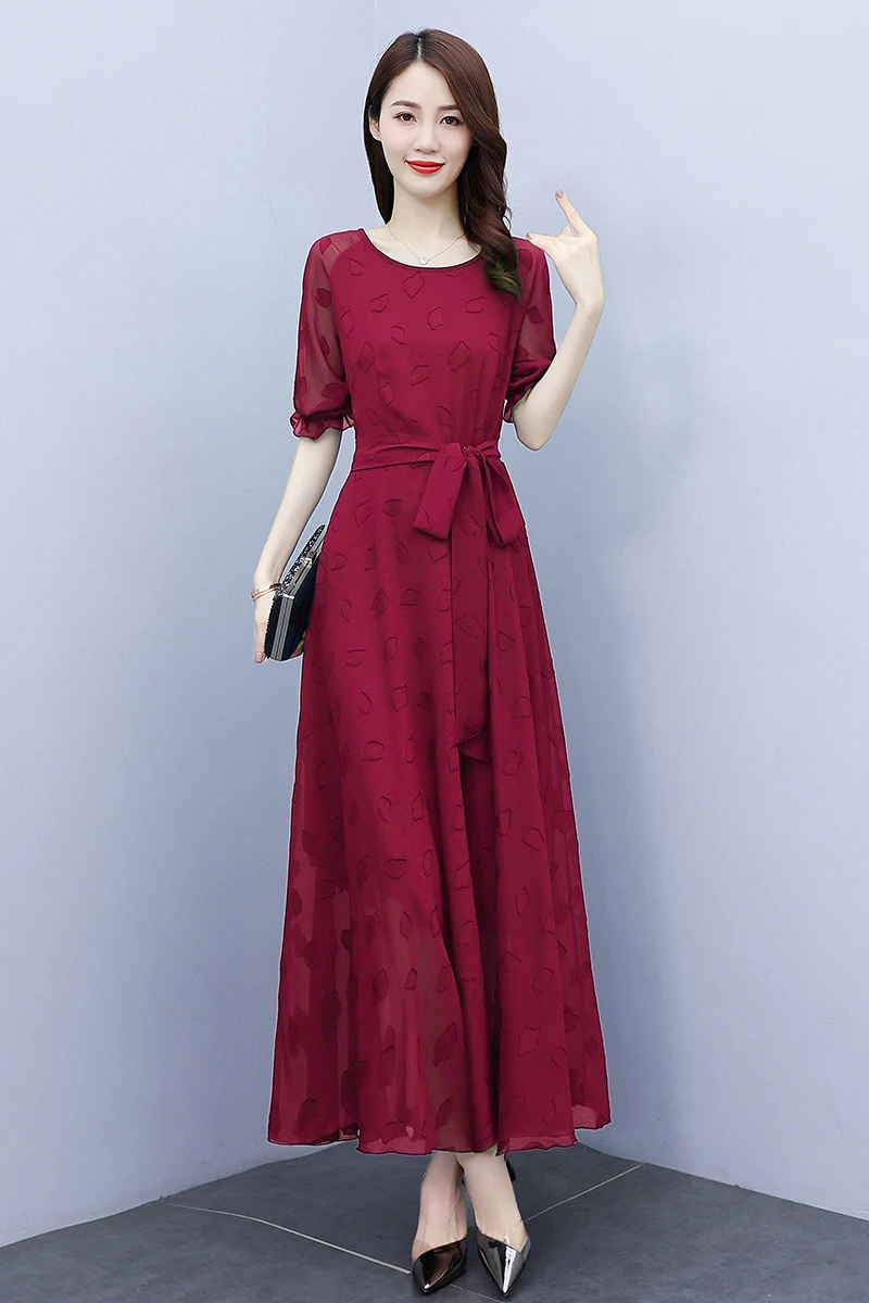 

Chikichi Chiffon Floral Dress Female Long To Toe Plus Size 2021 Summer New High-end Temperament Long Dress M-4ML Korean Dress