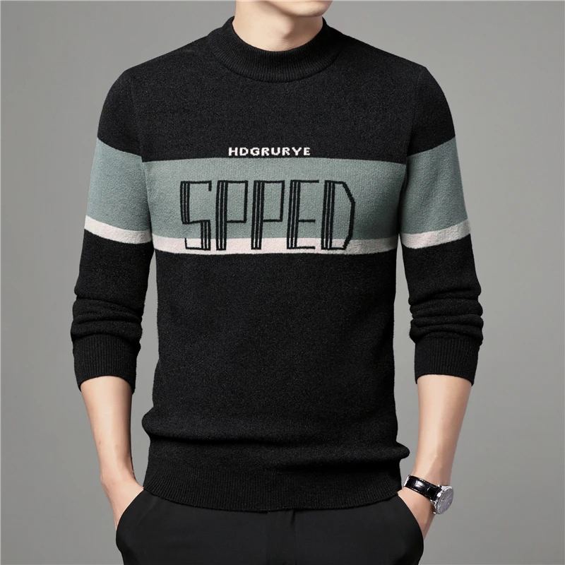 

Мужской Повседневный шерстяной свитер с круглым вырезом и длинными рукавами