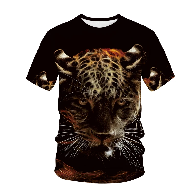 Модные 3D с леопардовым принтом на каждый день в стиле Харадзюку для женщин Летняя