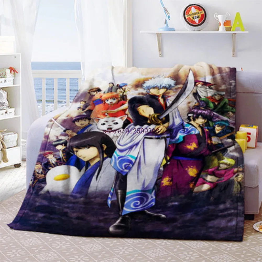Gintama-Manta personalizada de felpa de terciopelo para el hogar, cobertor c&aacute;lido de estilo Anime, para cama, sof&aacute;, Unisex-1