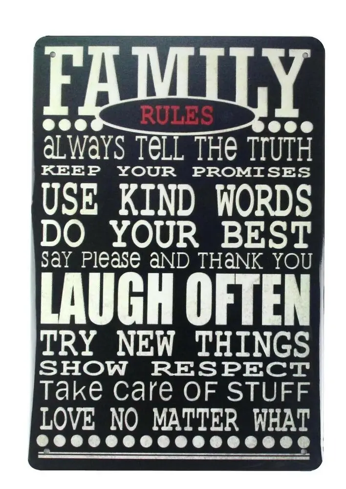 

Family Rules Laugh Often Tin Metal Sign Medallion Wall Decor Metal Plate Metal Wall Art Decor Living Room
