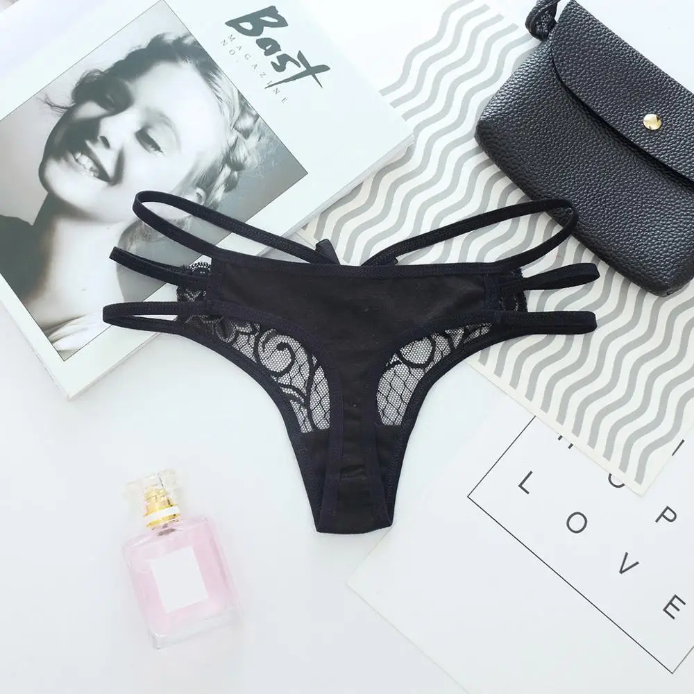 Женские трусы кружевные стринги с бантом и заниженной талией|Женские трусики| |