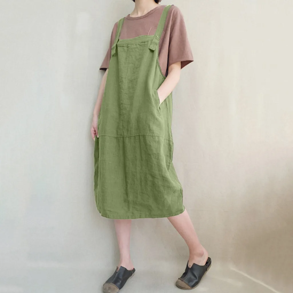Новинка хит женские повседневные платья из хлопка и льна свободные без рукавов