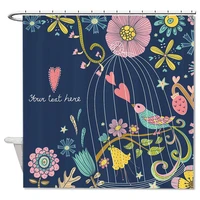 polyester bird in a cage flowers custom shower curtain with hooks