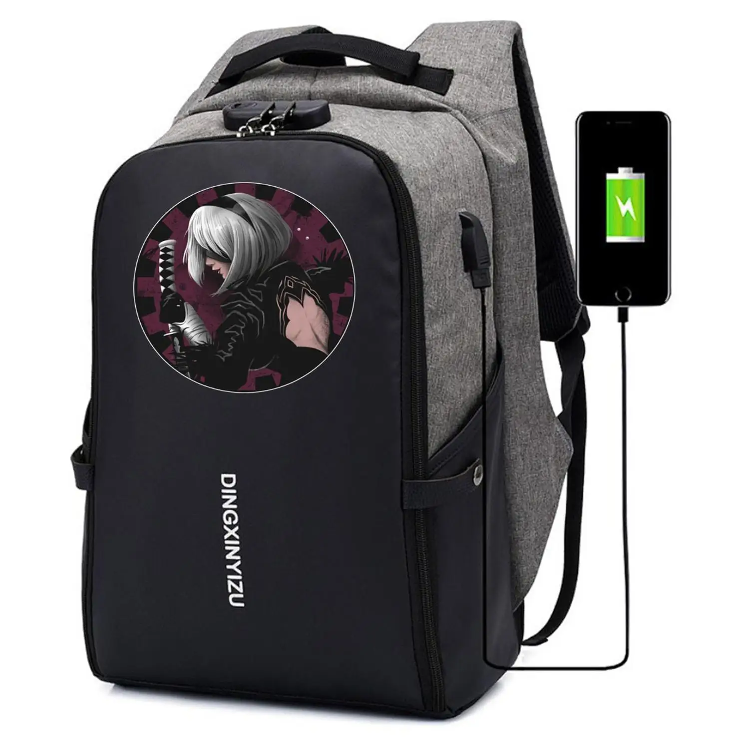 

Game NieR:Automata Backpack teenagers Travel backpack Anti-theft USB Charging women men Laptop backpack student book Bags