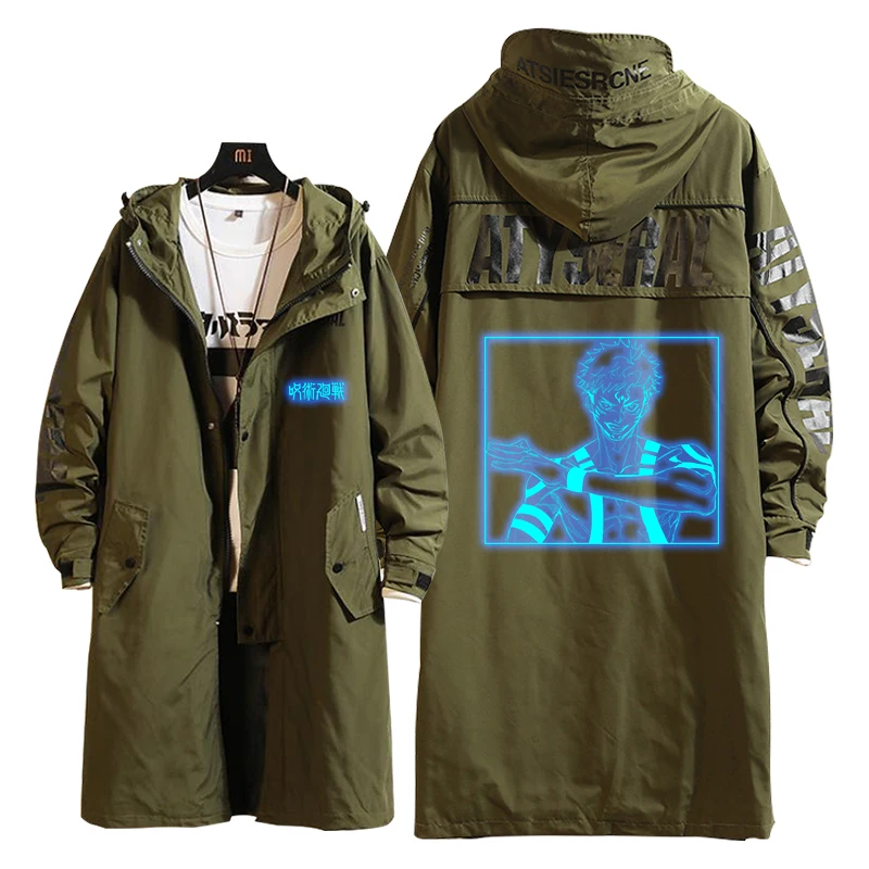 Длинная аниме куртка с капюшоном для косплея длинная Повседневная Верхняя