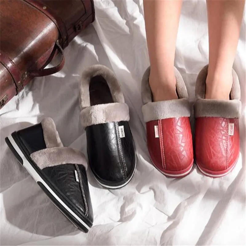 Новинка зимняя водонепроницаемая мужская обувь плюшевые мужские тапочки теплые