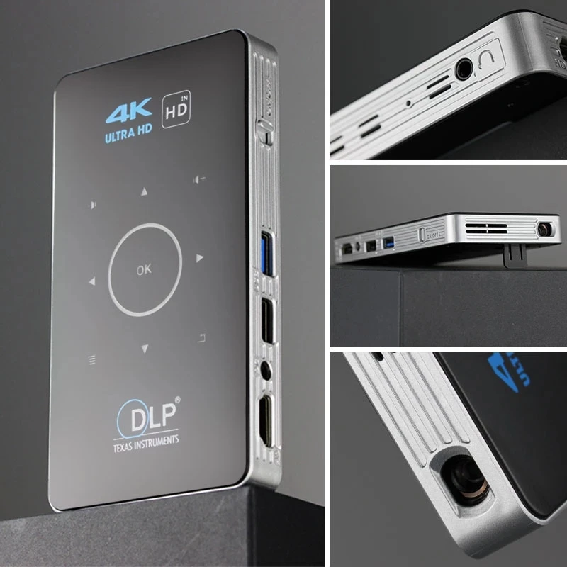 DLP C6 Mini 4K Android 9.0 2 4G 5 8G Wifi Bluetooth Портативный светодиодный видео домашний телевизор