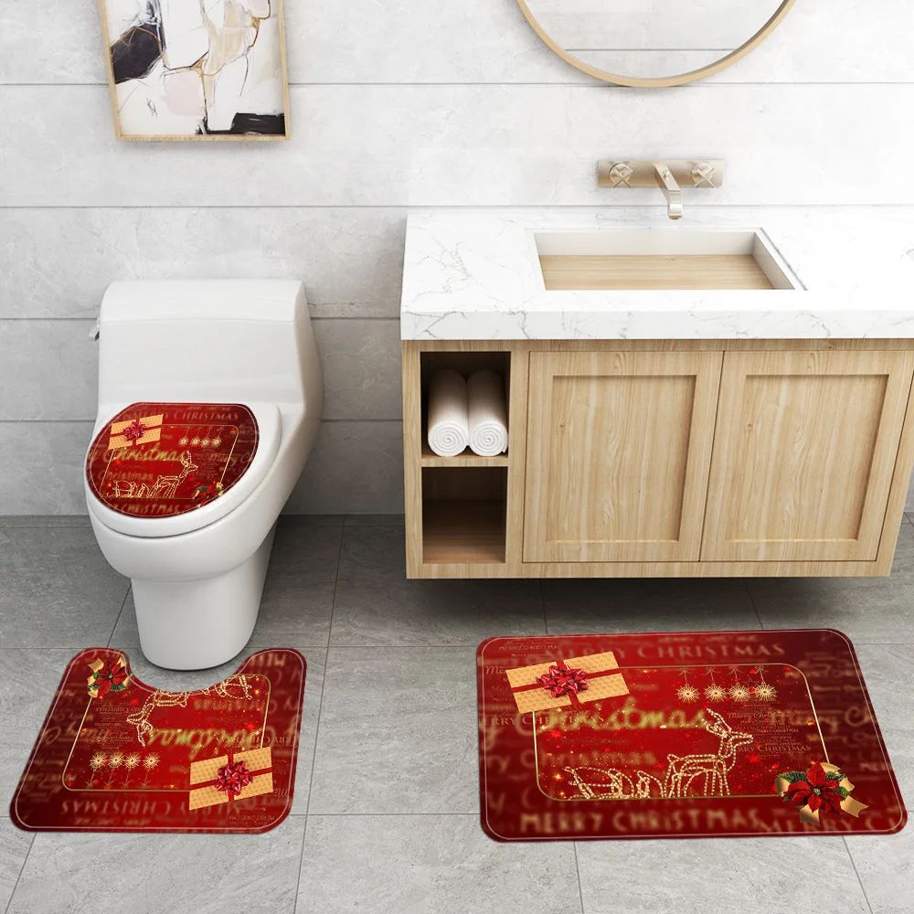 Счастливый подарок на Новый год Рождество Ванная комната комплект Лось красный