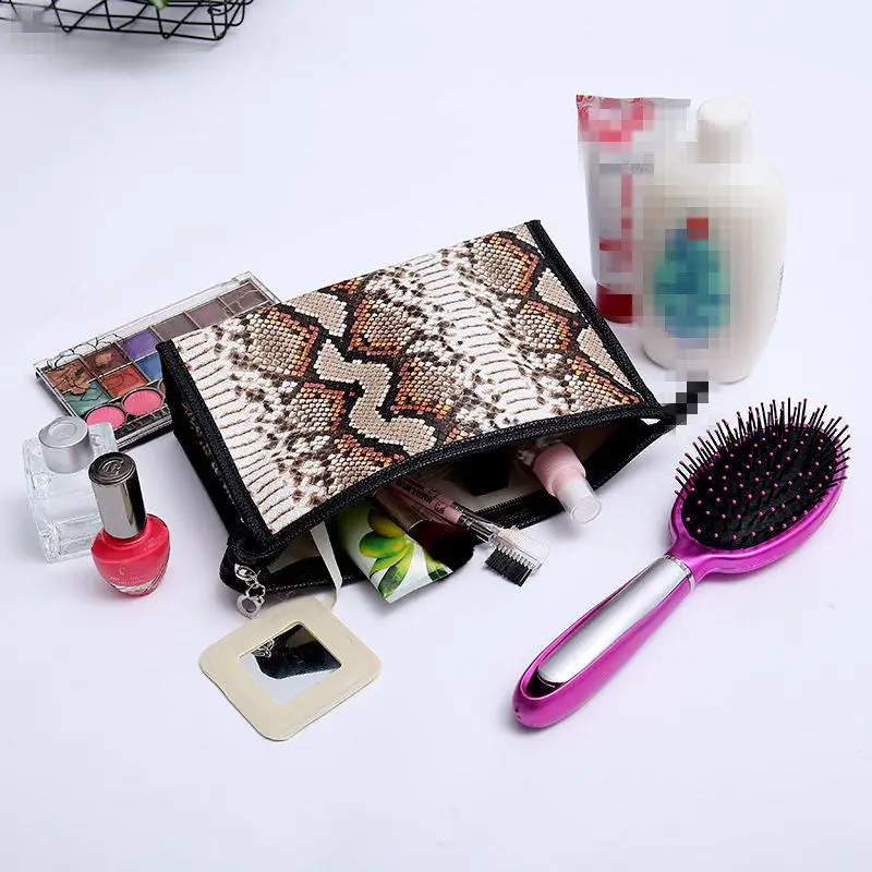 Стильный женский косметичка с принтом змеиной кожи для макияжа ванной комнаты