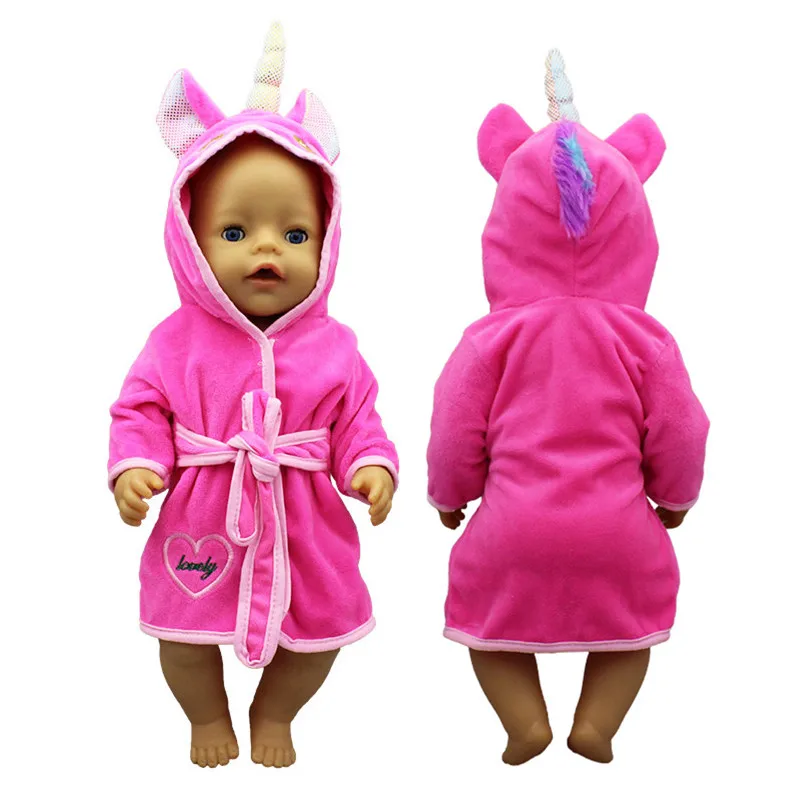 

18 Inch Doll Clothes Unicorn Bathrobe Suit 43 Cm Doll Clothes Born Baby Fit American Girl Doll Accessories Dolls for Girls
