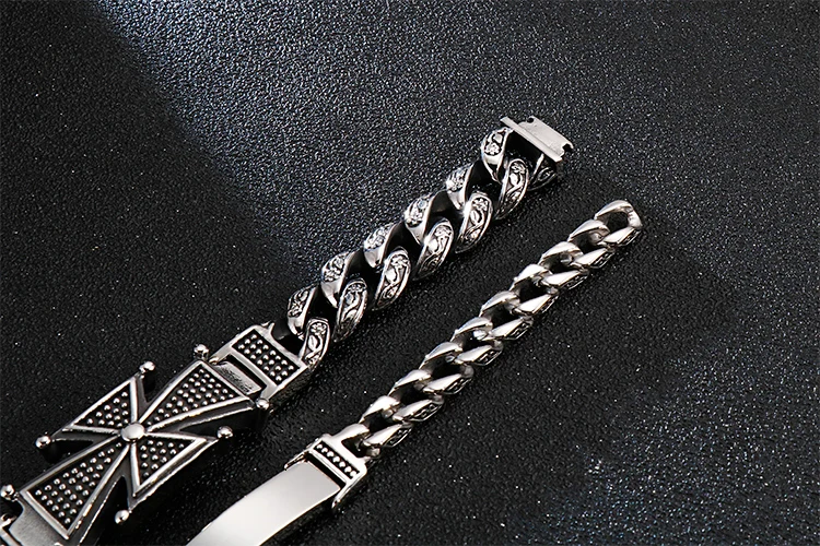 Винтажный крест из нержавеющей стали, мужской браслет, застежка омаров, Мужские Цепочка, ID браслеты металлические браслеты подарки лучшим друзьям для него