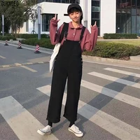 denim overall women loose solid ankle length pants streetwear korean preppy styletrendy fashion summer 2021 woman jumpsuits