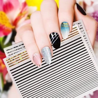 gold 3d nail stickers curve stripe lines nails art stickers gradient adhesive striping tape nail foil nail sticker decal silver