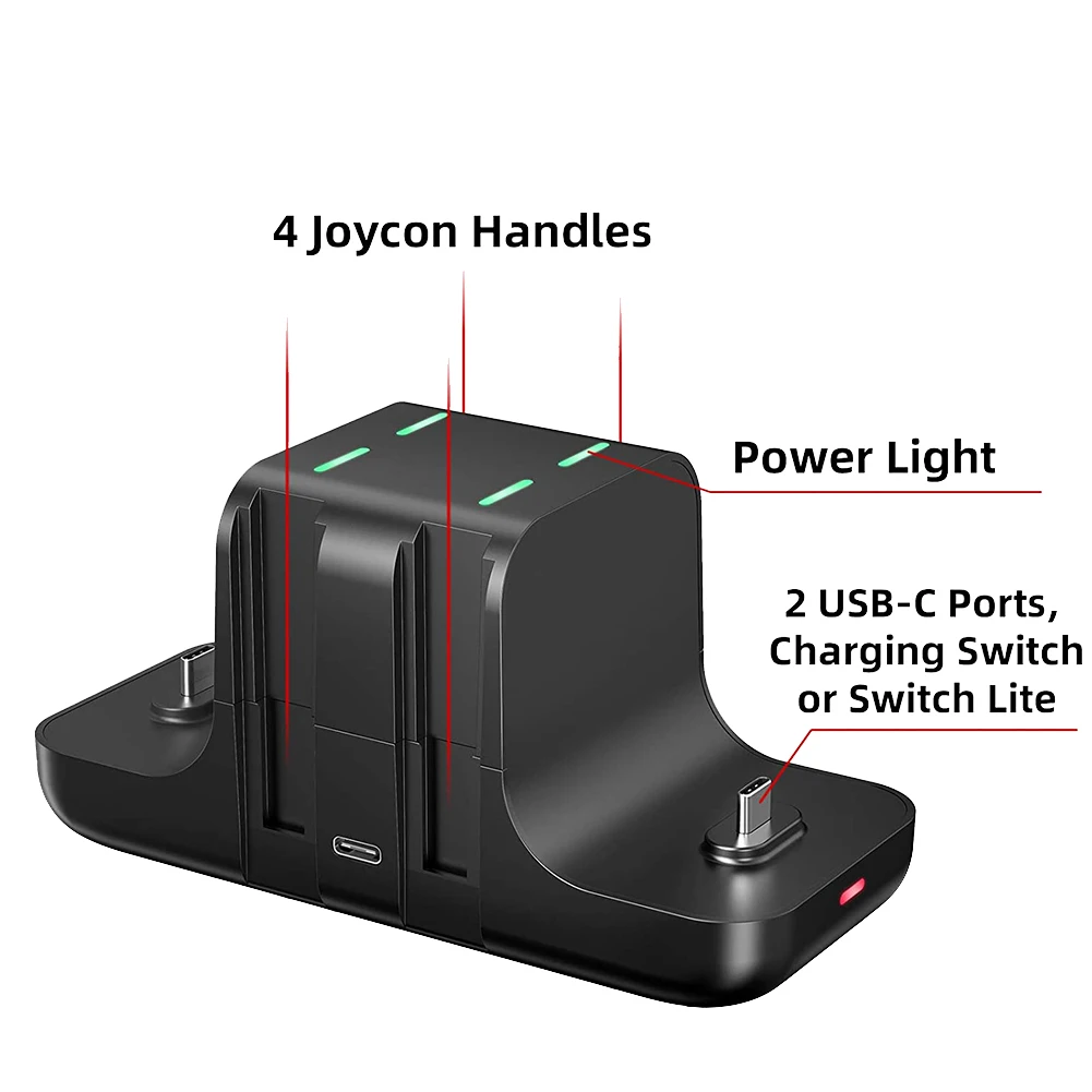 

Switch Controller Charger Stand Dock Station Black USB Type-C Charging LED Display Compatible With Switch Lite