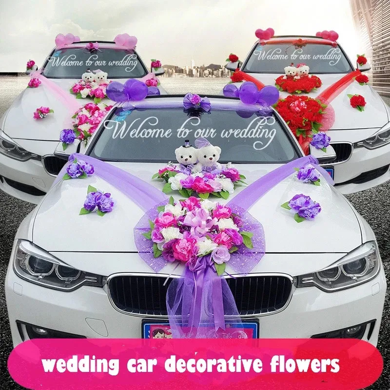Korean car decoration flower wedding car wreath decoration simulation flower decoration wedding decoration supplies