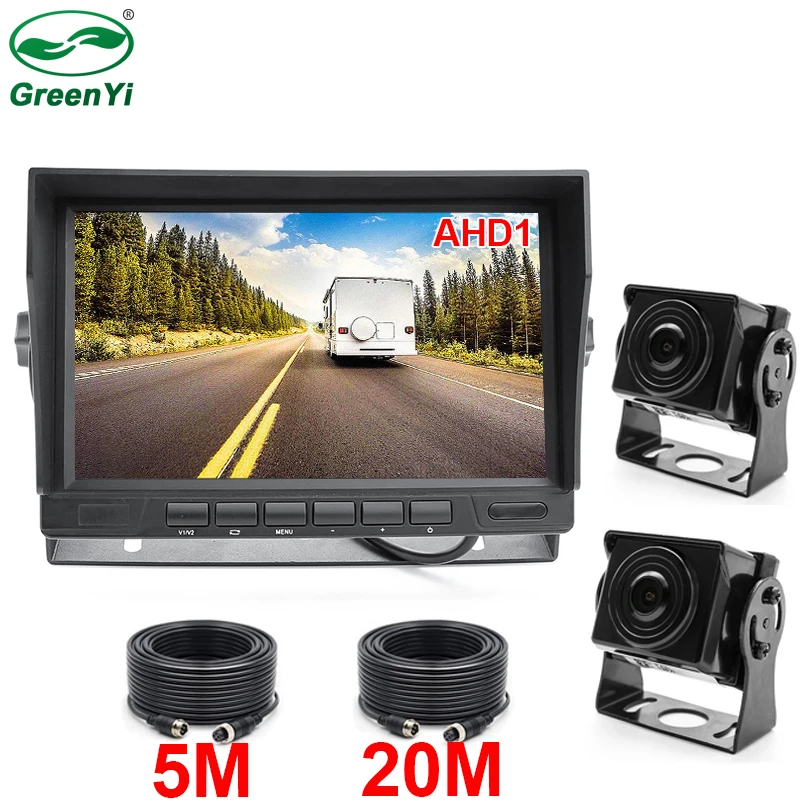 with 20M 2PCS Camera HD 7 дюймов 1024*600 ips экран 2CH грузовик автобус автомобиль AHD монитор с IP69 Starlight ночное видение обратный резервный видео камера AHD - Цвет: with 20M 2PCS Camera