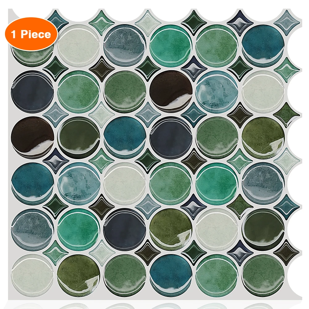 

10-pieces Waterproof Vinyl Peel and Stick Mosaic Self-Adhesive Tile Backsplash Wall Sticker Home Decorative