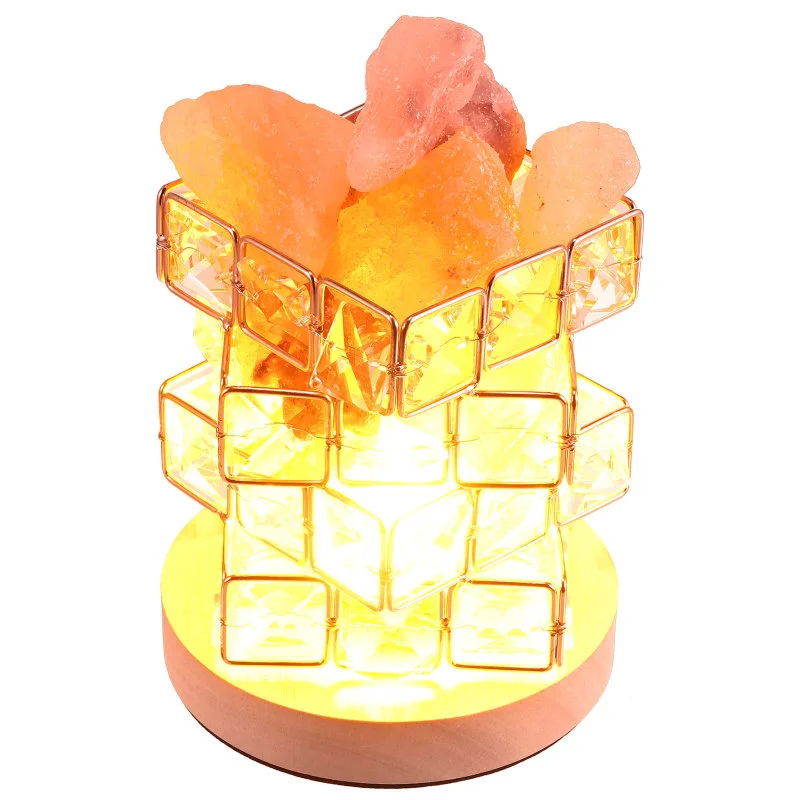 

Himalayan Salt Lamp Square Crystal Tesseract Salt Lamp Creative Night Light Room Rose Night Lamp Bedside Lighting Home Decoratio