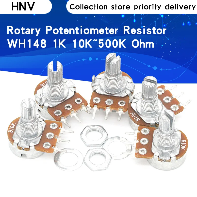 

2pcs WH148 1K 2K 5K 10K 50K 100K 500K 3Pin 15mm Shaft Amplifier Dual Stereo Potentiometer B1K B2K B5K B10K B20K B50K B100K B500K
