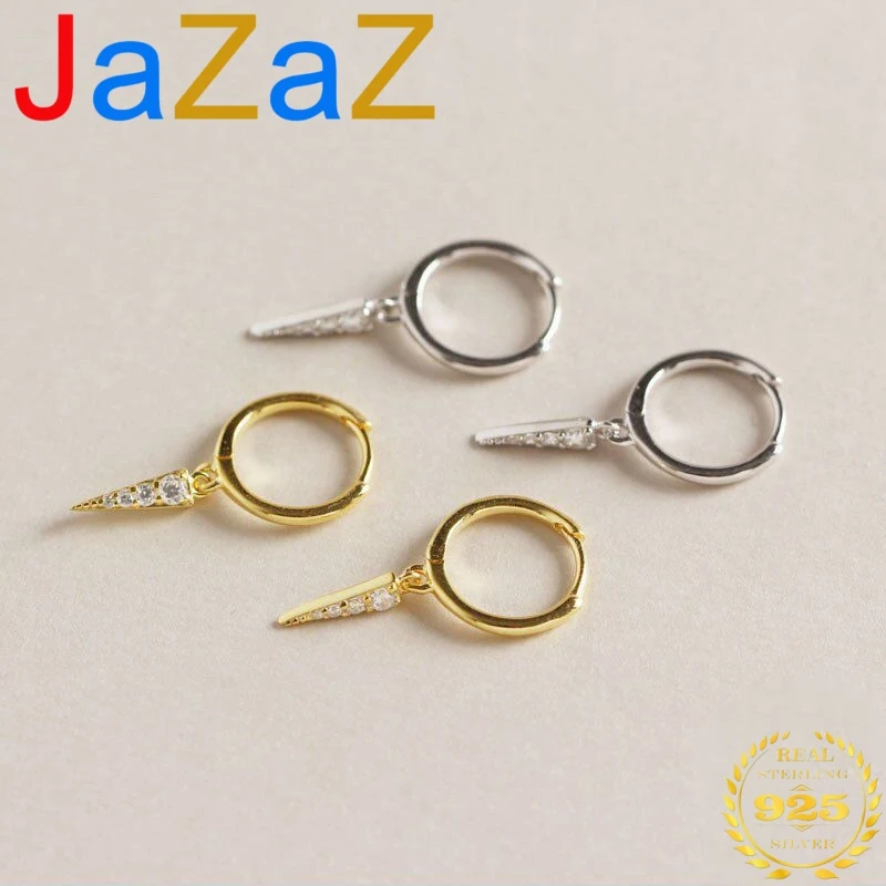 

A00266 Stunning 925 Sterling Silver Jewelry Minimalist Triangle Pave Crystal Zircon Dangle Tassel Stud Earrings for Women