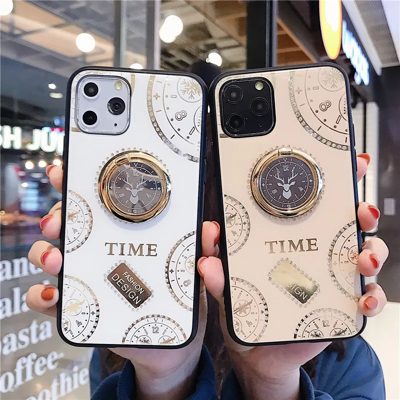 

KONSMART For Samsung Note 20 Ultra Case Deer Time Diamond Finger Ring Phone Case For Samsung Galaxy Note20 Silicon Fashion Cover