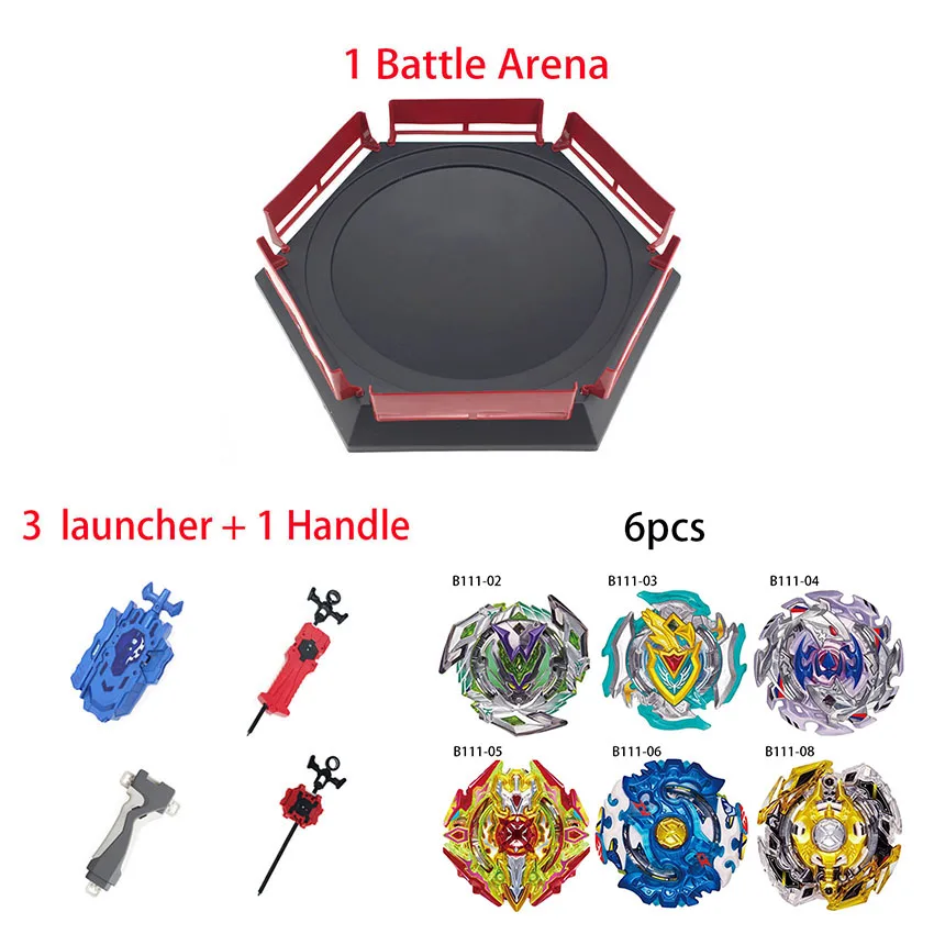 6pcs launcher arena Набор топов пусковые установки Beyblade игрушки Toupie Металл God Burst волчок Bey Blade Blades игрушки bay blade bables - Цвет: 6pcs launcher arena