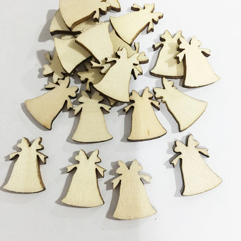 bell 50pcs 10 шт./лот Снежинка звезда Санта Клаус сапоги колокольчики Рождественская елка подвесные деревянные украшения вечерние рождественские украшения для дома - Цвет: bell 50pcs