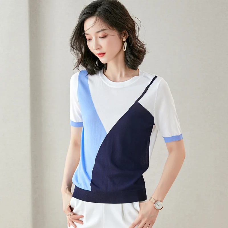 

Knitted Pullovers Women 2020 New Summer Stella Filante Ice silk Short Sleeve Jumper Pull Femme Women Girl Tops Thin Sweater