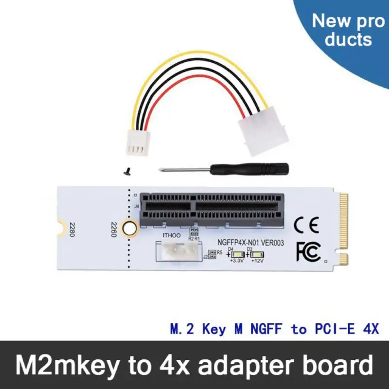 NGFF M.2 to PCI-E 4X Riser Card M2 Key M PCIe X4 Transfer Adapter with LED Voltage Indicator for GPU Miner Mining on.NGFF M.2 to PCI-E 4X Riser Card M2 Key M PCIe X4 Transfer Adapter with LED Voltage Indicator for GPU Miner Mining on.