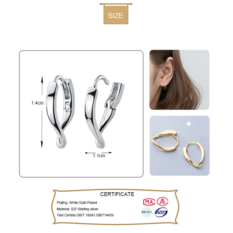 Trusta Genuine 100% 925 Solid Sterling Silver Geometric Irregularity Hoop Earring For Men/Women Girl Teen Gift Jewelry DS1768 | Украшения и