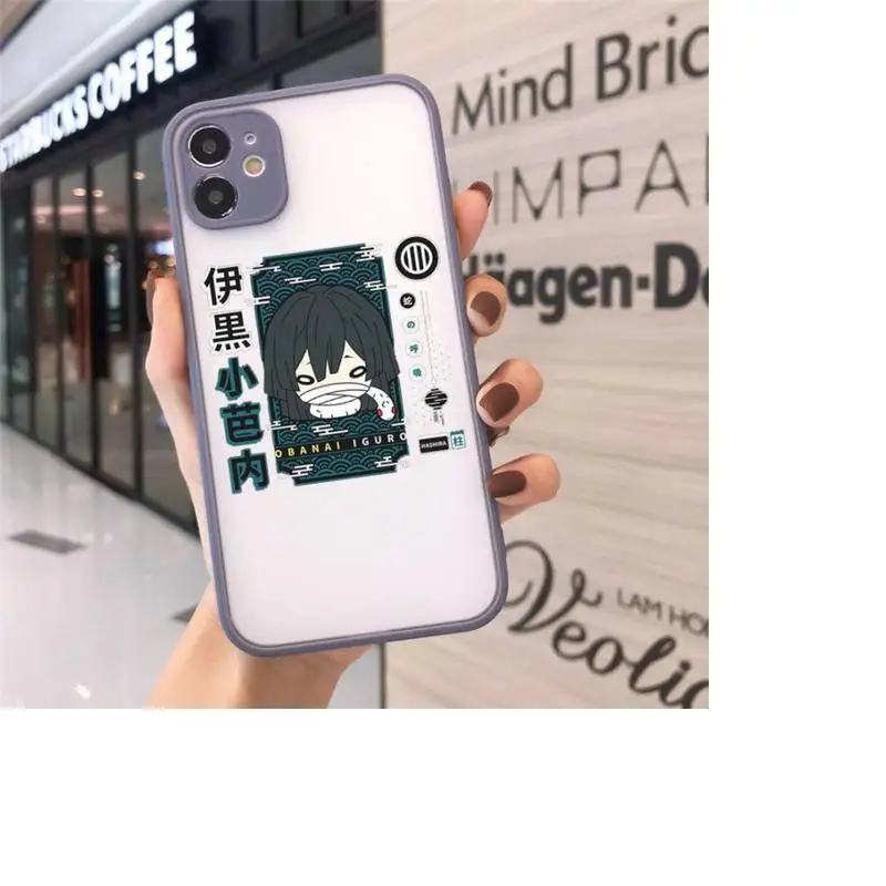 

Demon Slayer Kamado Tanjirou Phone Case For iPhone 12 11 Mini Pro XR XS Max 7 8 Plus X Matte transparent Gray Back Cover