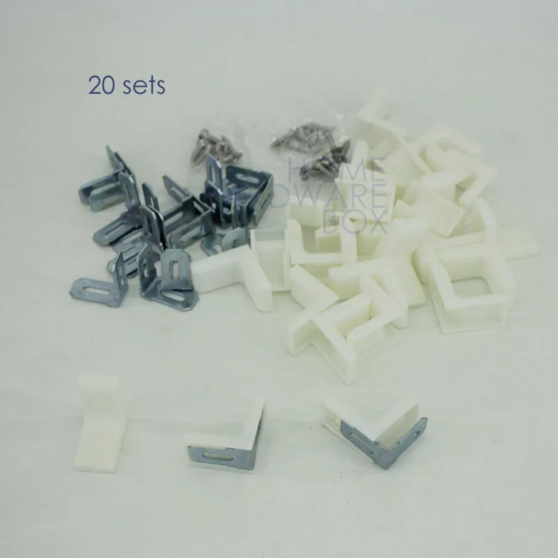 corner brace metal angle cabinet shelf bracket clamp joint 20 set with plastic cover | Обустройство дома