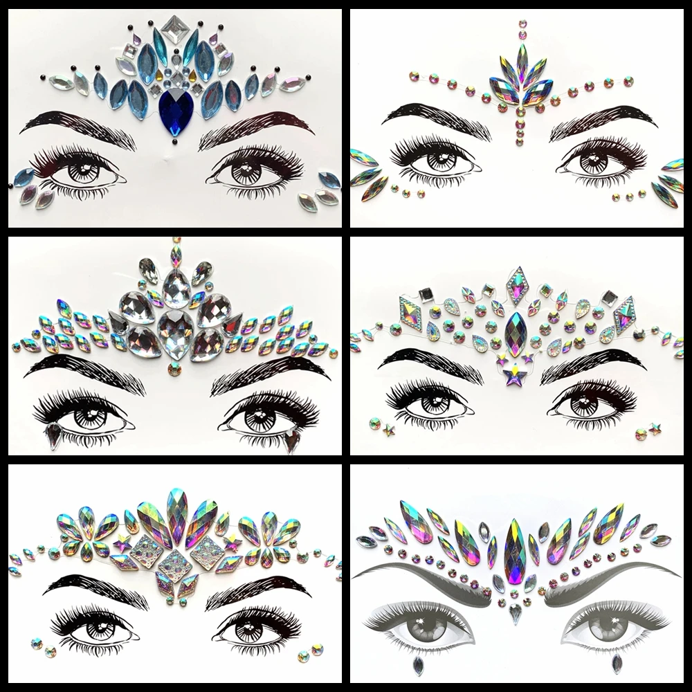 Красивые блестящие драгоценные камни для глаз наклейка лица украшения