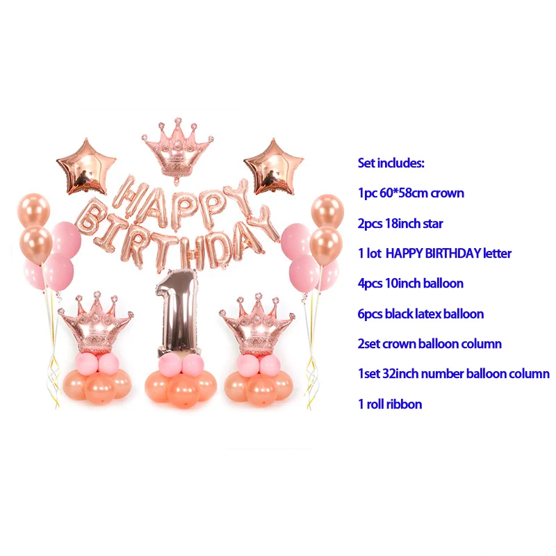 

Big Gold Crown Balloon 32 Inch Number Pearl Latex Globos Theme Birthday Party Decorations Happy Birthday Bunting Kids Gift Toy