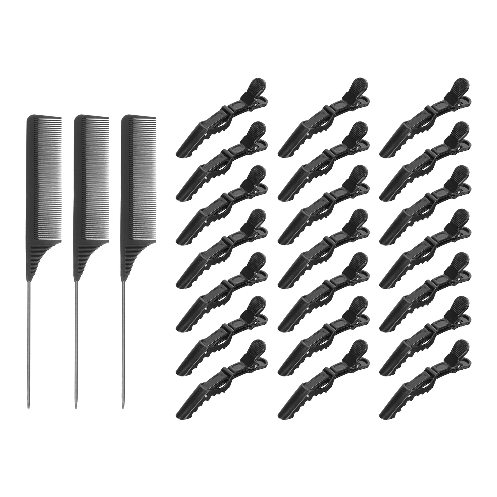 

1 Set Useful Hairdresser Clips Tight ABS Tail Combs Hair Clips Barber Shop (Black)