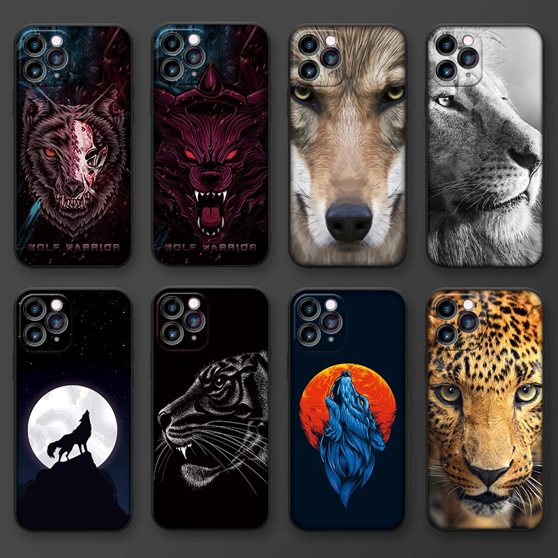 

war Wolf mobile phone case is suitable for iPhone 11 12 Mini Pro Max Cool animal Original Liquid Silicone Luxury Case