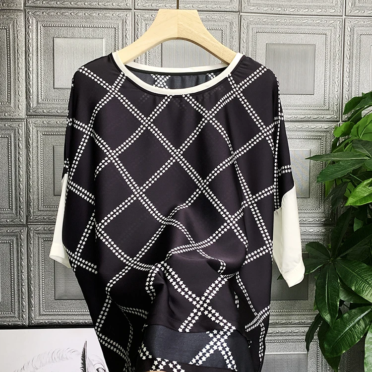 

Шелковые блузки 100%, новые рубашки, роскошное шелковое платье в клетку со звездами, 202157