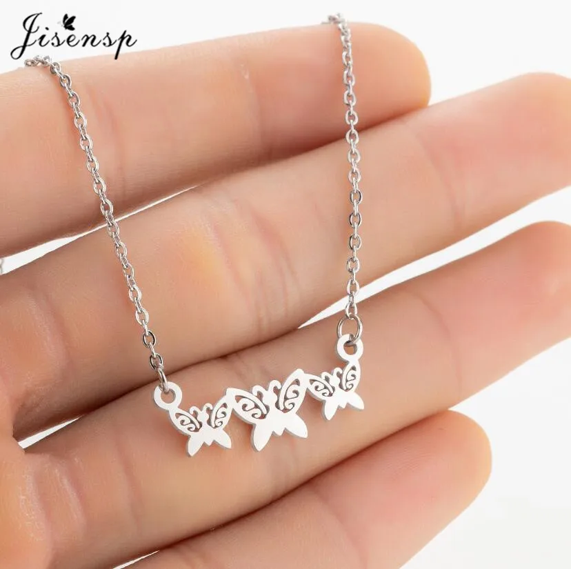 

Jisensp Bohemian Multi Butterfly Pendant Necklace Statement Jewelry for Women Girls Stainless Steel Necklace Party Birthday Gift