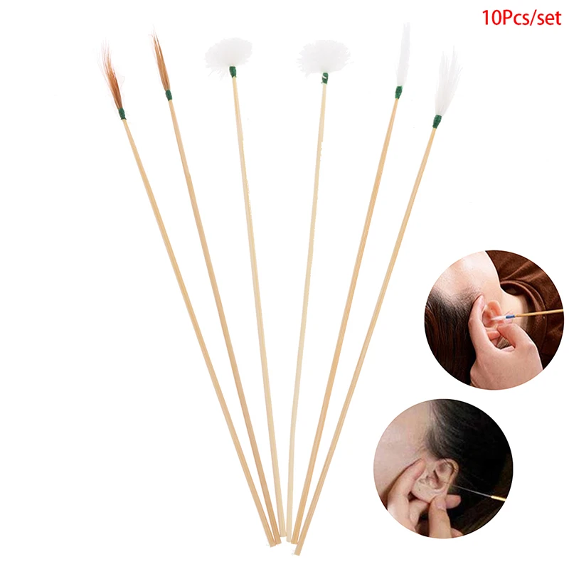 

10Pcs Bamboo Feather Earpick Wax Remover Curette Ear Dig Spoon Cleaner Stick