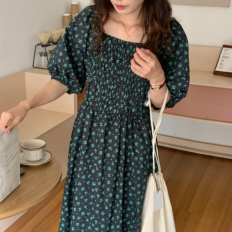 Платье в Корейском стиле летнее платье с цветочным принтом и маленьким