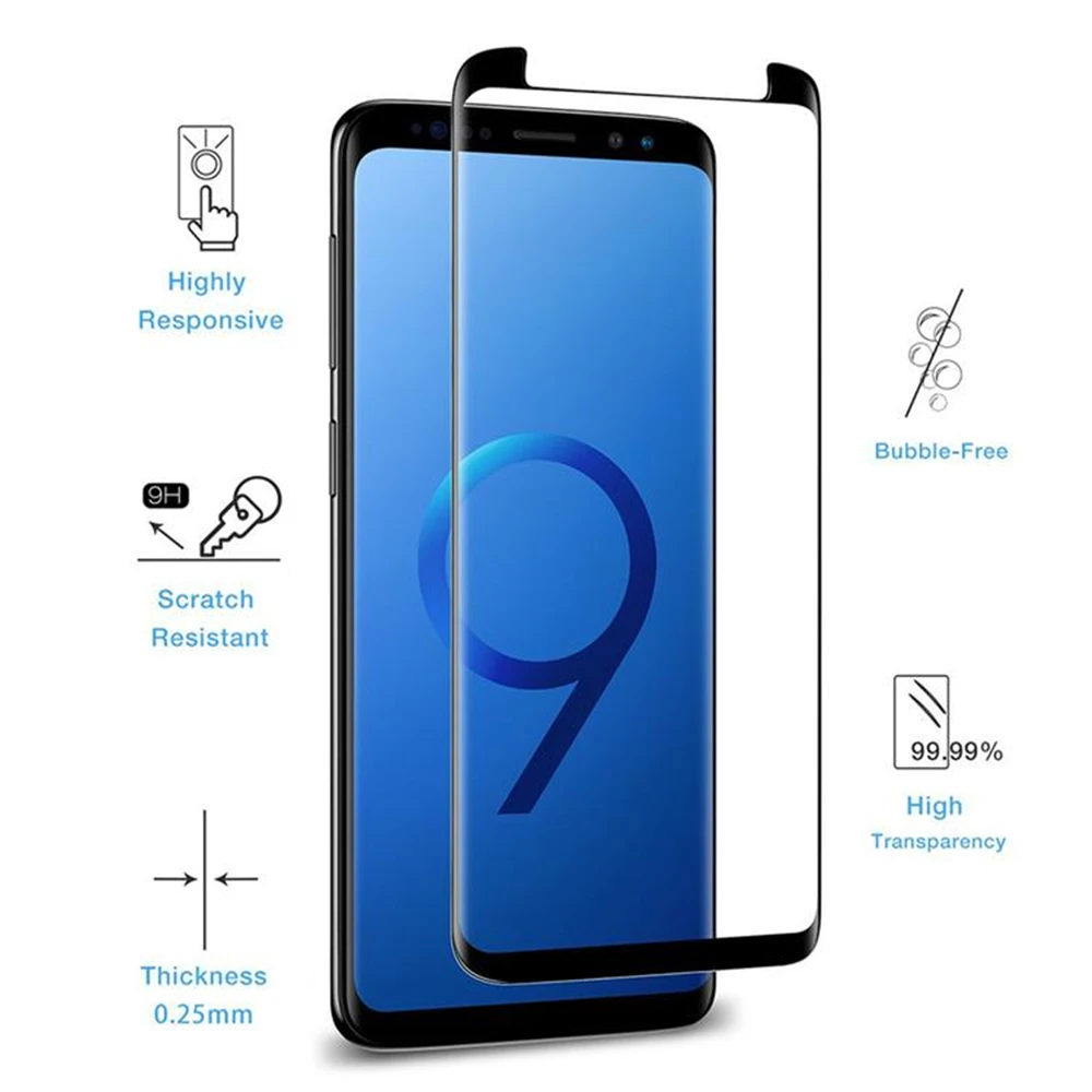 Пленка из закаленного стекла для Samsung Galaxy Note 10 8 9 S9 S8 Plus S7 Edge 3D полностью
